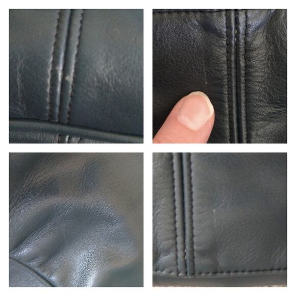 SAS Navy Blue Leather Hobo Crossbody Bag • Adjustable Strap - Picture 11 of 12